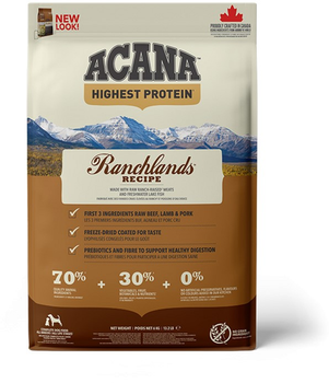 Сухой корм для собак всех пород ACANA Ranchlands для всех стадий жизни со вкусом говядины, ягненока, свинины, бизона, судака 6 кг (a54360)