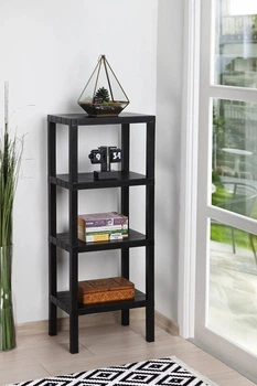 Стеллаж этажерка на 4 полки, M&T Displays, пластик, 38х29х100 см, черный