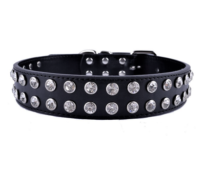 Ошейник для собаки кожаный со стразами Lockdog, Д 30-40 см, Ш 3,5 см (ld115_M)