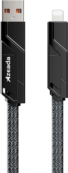 Кабель 4 в 1 Proda Azeada Armor PD-B96th Lightning 100W, Type-c USB to Type-C lightning 1.5 м Black (PD-B96th-BK)