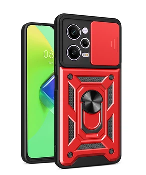 Чехол Logarm Kvadrat Ring Lock для Xiaomi Poco X5 Pro 5G / Redmi Note 12 Pro 5G Красный