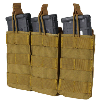 Подсумок для магазинов AR карабина тройной открытый молле Condor M4/M16 TRI OPEN TOP MAG POUCH MA27 Coyote Brown