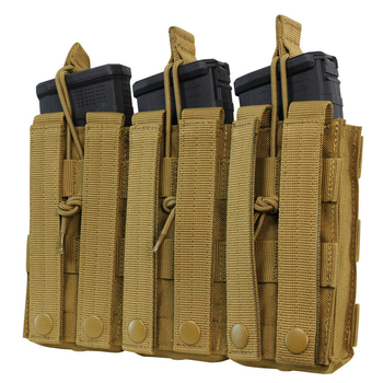 Подсумок для магазинов AR карабина тройной открытый молле Condor M4/M16 TRI OPEN TOP MAG POUCH MA27 Coyote Brown