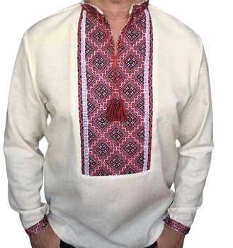 Вишиванка чоловіча ручна робота "Класична1" 5XL Сіра