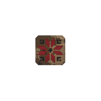 Шеврон на липучке Laser Cut UMT Вышиванка "Код Нации" 70х70 мм Пиксель / красный / чёрный
