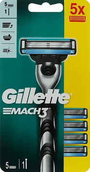 Верстат для гоління чоловічий Gillette Mach 3, змінні картриджі 5шт.