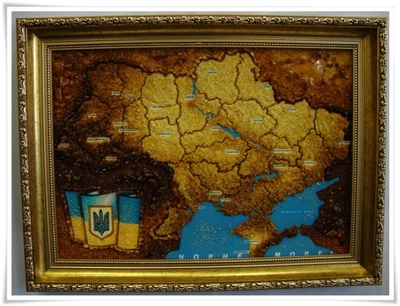 Картина из янтаря большая Prezent Территория души карта Украины 40*60 см