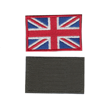 Шеврон патч на липучці Прапор Британський кольоровий з червоною рамкою, 5см*8см, Світлана-К