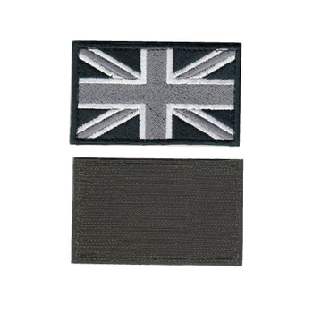 Шеврон патч на липучке Флаг Британский серый на черном фоне, 5см*8см, Светлана-К