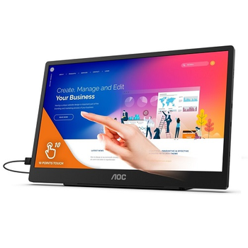 Монитор 15.6" AOC 16T2 IPS 60Гц Micro-HDMI USB-C 1920x1080 темно-серый