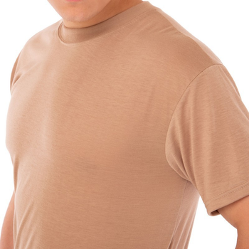 Летняя футболка мужская тактическая Jian 9190 размер L (48-50) Бежевая (Песочная) материал хлопок