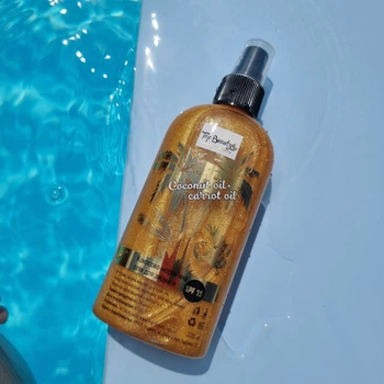 Кокосово морковное масло для загара с шиммером SPF15 Top Beauty, 200 мл