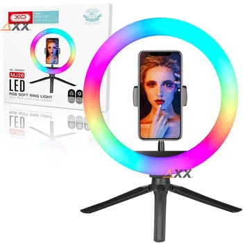 Кольцевая лампа со штативом светодиодная для телефона 26см RGB для селфи (Cелфи-кольцо) XO LED (MJ26)