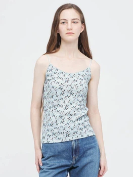 Майка женская с кружевом Uniqlo 810544347 XS Голубая (1159782249)