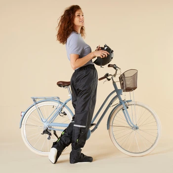 Верхні штани Btwin 100 для велосипедного спорту для захисту від дощу чорні XL