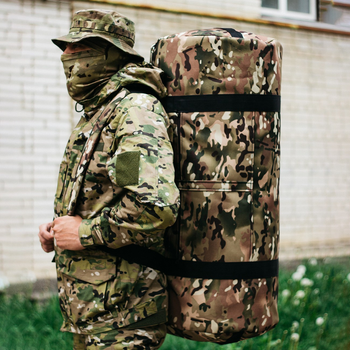 Баул-сумка військова, баул армійський Cordura мультикам 120 л тактичний баул, тактичний баул-рюкзак