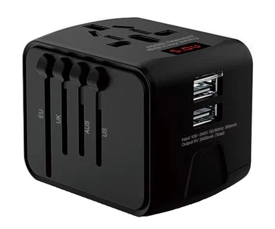 Универсальный адаптер для путешествий X-Stone Travel Adapter ORIGINAL +2 USB 3.4A Переходник для всех типов розеток