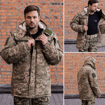Куртка-бушлат военная мужская тактическая микро рип-стоп плащевка на меху Пиксель 8899 48 размер