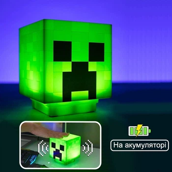 Ночник Майнкрафт Крипер Minecraft Creeper light лампа LED светодиодная светильник игрушка со звуком на аккумуляторе