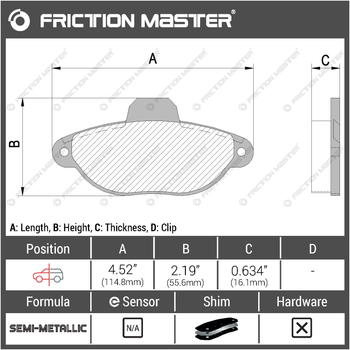 Тормозные колодки Friction Master MKD1619 (FIAT, LANCIA, ZASTAVA)