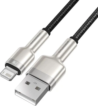 Кабель для быстрой зарядки Baseus Cafule Series Metal Data Cable USB to IP 2.4A 1m Кабель для iPhone (CALJK-A01) Black