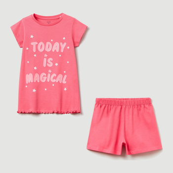 Піжама літня дитяча (футболка + шорти) OVS 1802801 134 см Рожева (8056781091623)