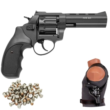 Револьвер под патрон Флобера Stalker 4.5" zinc чёрная рукоять с Кобурой