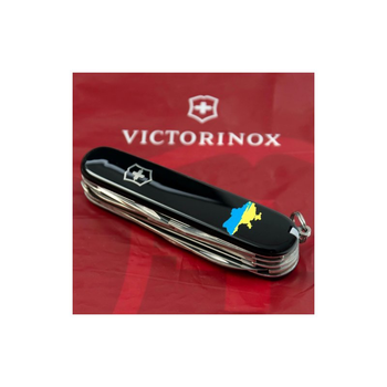 Нож Victorinox Huntsman Ukraine Black "Карта України Жовто-Блакитна" (1.3713.3_T1166u)