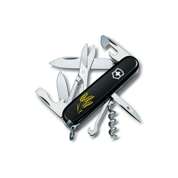 Нож Victorinox Climber Ukraine Black "Колосся Пшениці" (1.3703.3_T1338u)