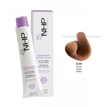 Крем-краска для волос с маслами арганы и какао NHP Permanent color cream 8,99 - лесной орех 100 мл (8030778680892)
