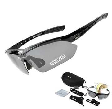 Захисні тактичні.спортивні окуляри з поляризацією RockBros чорні .5 комплектів лінз