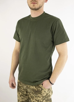 Хлопковая военная футболка олива, 50