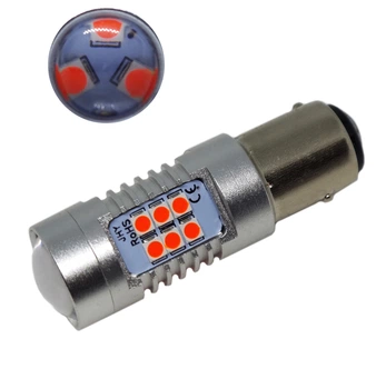 Світлодіодна лампа з цоколем 1157 BAY15d P21/5W 21 SMD 2835 Autoexpect 12V Червона з лінзою (57173)