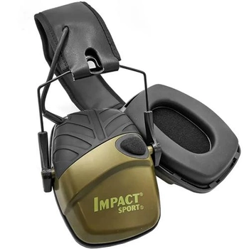 Навушники активні хакі Impact Sport з чохлом навушники стрілецькі шумоподавляючі захисні під кріплення