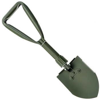 Лопата штикова туристична саперна багатофункціональна з металевою ручкою та зазубреним краєм у непромокаємому чохлі Shovel 009 Зелений