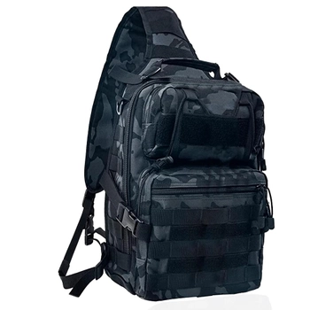 Тактична сумка через плече рюкзак однолямковий тактична Hawk 17л чорний камуфляж