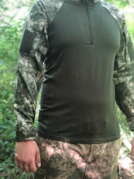 Летняя армейская тактическая рубашка Ubacs Бесшовная не натирает для военных ВСУ олива пиксель L