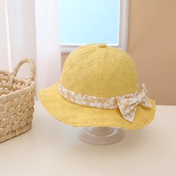 Дитяча панама з бантиком Honey Fashion Accessories 50 см жовтий (13-44)