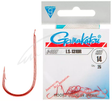 Крючок GAMAKATSU LS-1310R (RED). №14 25шт,30557