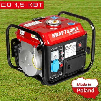Бензиновый генератор 1,5 кВт KRAFT&DELE KD109R Польша Однофазный Переносной Бензогенератор 1500 Вт с ручным стартером Бытовой Электрогенератор на бензине 220В Красный