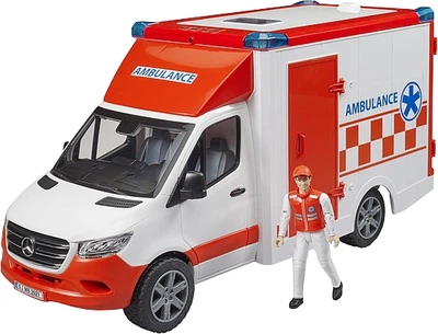 Ігровий набір Bruder MB Sprinter швидка допомога з фігуркою рятувальника (2676) (4001702026769)