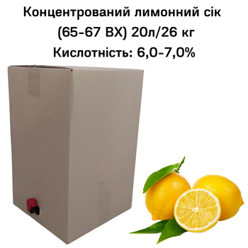 Концентрований сік лимонний Eva 65-67 ВХ BAG IN BOX 20л/26 кг