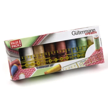 Набір бавовняних ниток Gutermann C Ne 50 + лінійка для пэчворку 734587