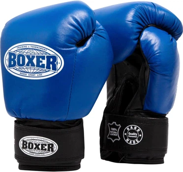 Перчатки боксерские BOXER Кожа 0.8 -1 мм 8 унций Синие (2023-03B)