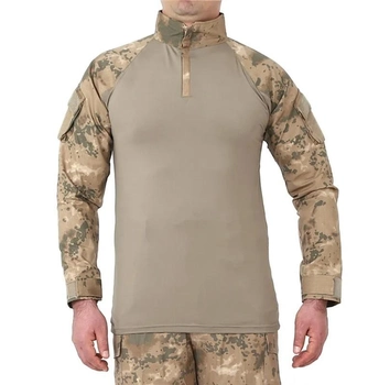 Чоловіча тактична бойова сорочка з довгим рукавом для військових та армії ЗСУ Бежевий камуфляж L