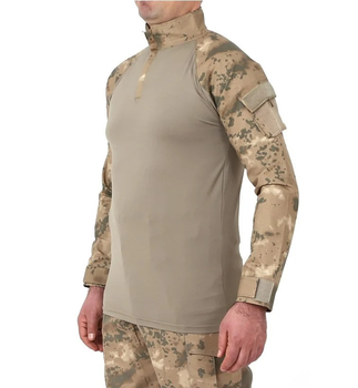 Мужская тактическая боевая рубашка с длинным рукавом для военных и армии ВСУ Бежевый камуфляж XXL