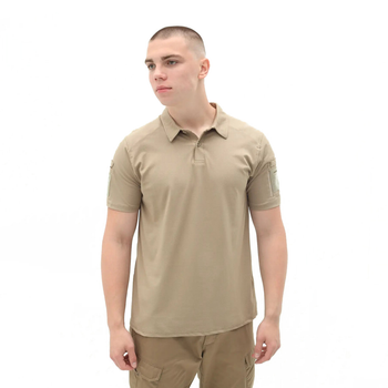 Чоловічі футболки поло з коротким рукавом поло для військових з липучками на рукавах Бежевий L