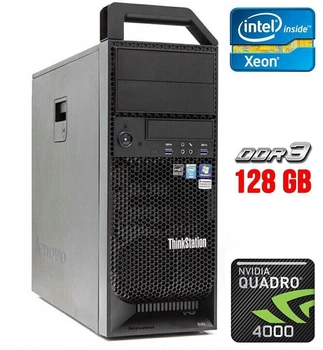 Рабочая станция Lenovo ThinkStation S30 Tower / Xeon E5-1650 (6(12) ядер по 3.2-3.8 GHz) / 128GB DDR3 / 1000GB HDD / Quadro 4000, 2GB GDDR5, 256-bit / 610W / DVI / DisplayPort б/у