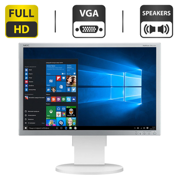 Монитор Б-класс NEC MultiSync EA241WM / 24'' (1920x1200) TN / VGA, DVI, USB / Встроенные колонки 2x1W / VESA 100x100 + Кабели подключения б/у