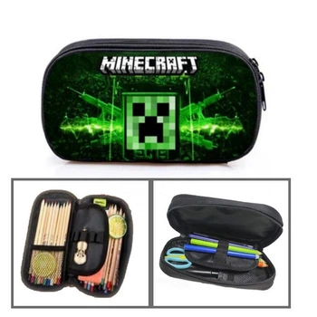 Детский школьный пенал Майнкрафт Minecraft Creeper для мальчиков органайзер 3 отделения черный